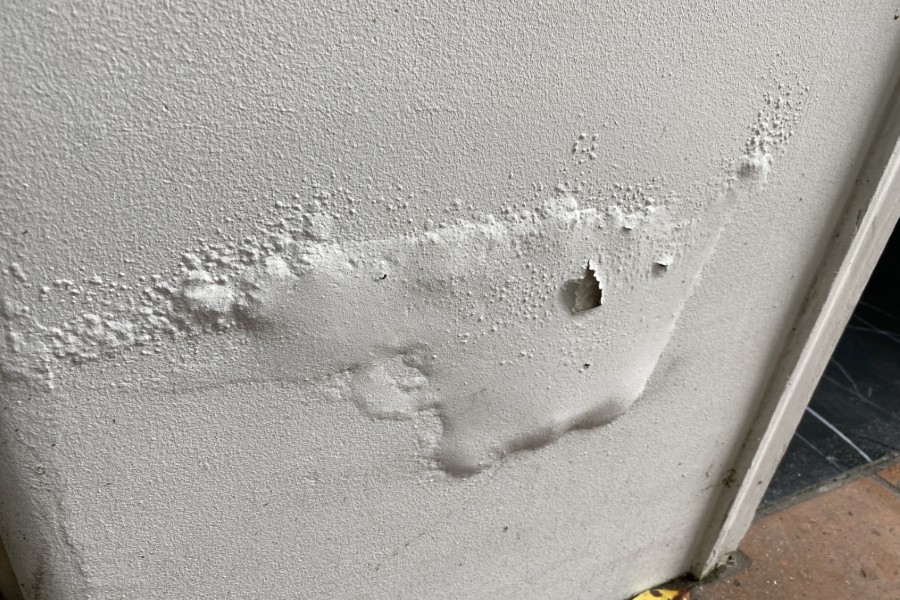 Bubbling paint showing signs of water leak